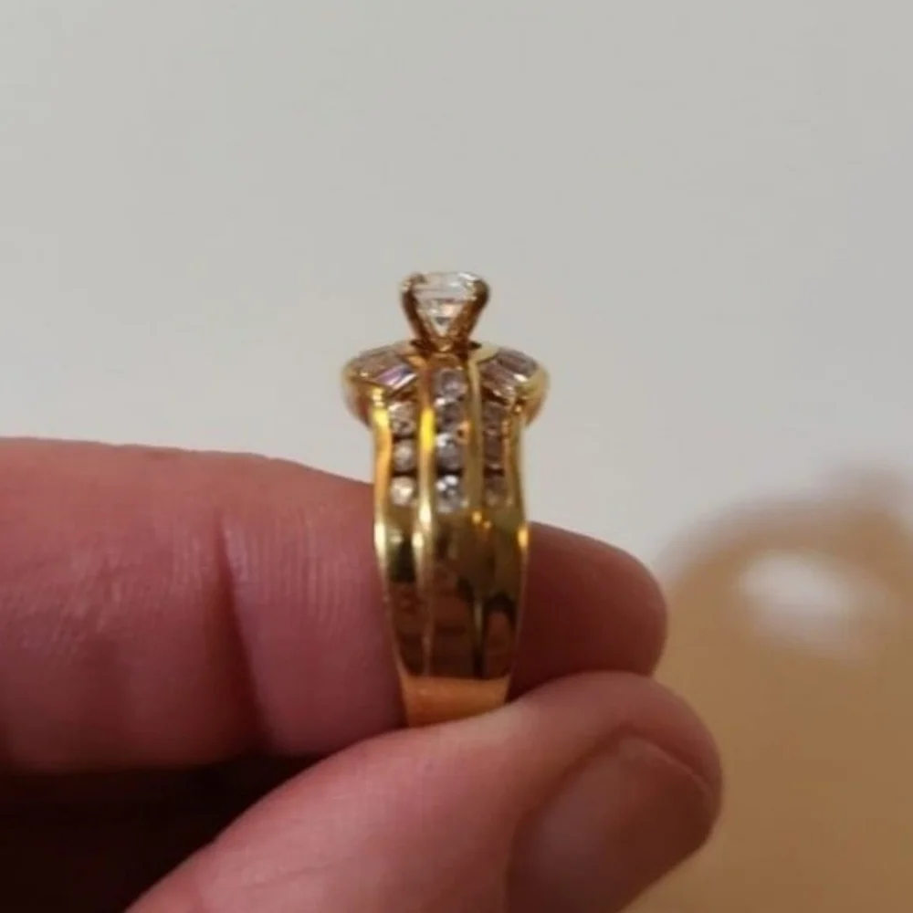 ❤️ CZ RING 3 BAND LOOK SIZE 8 - Picture 5 of 8